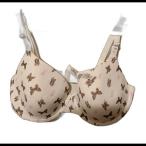 PINK Butterfly Print 38C Wear Everywhere T-Shirt Light Lined Bra